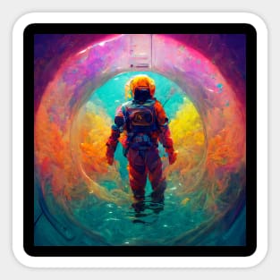 astronaut in a galaxy pool Sticker